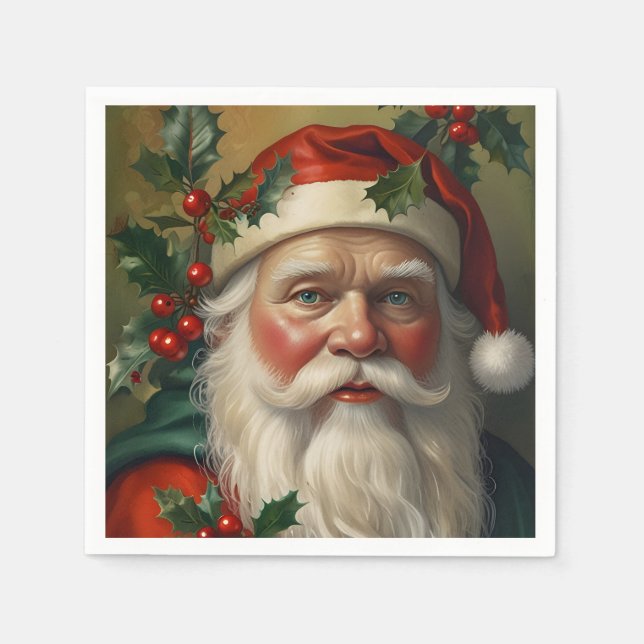 Santa With Mistletoe Napkin (Front)
