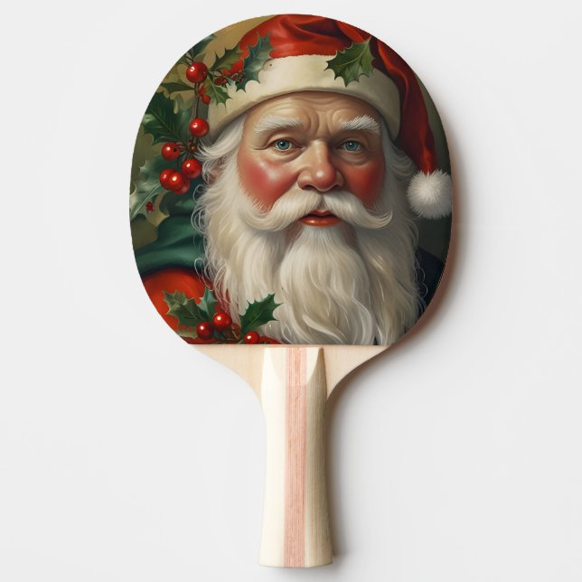Santa With Mistletoe Ping Pong Paddle (Front)