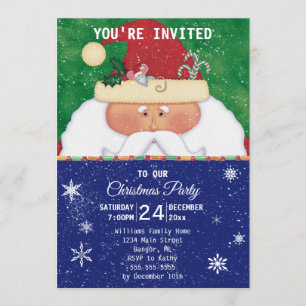 Santa with Mouse Christmas Party Invitation