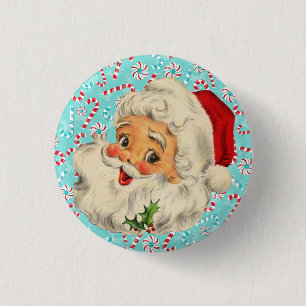 Santa with Peppermints 3 Cm Round Badge