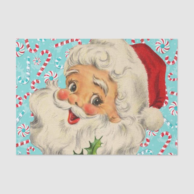 Santa with Peppermints Tissue Paper (Front)