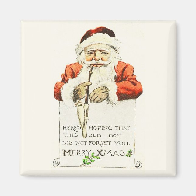 Santa With Pipe Vintage Magnet (Front)