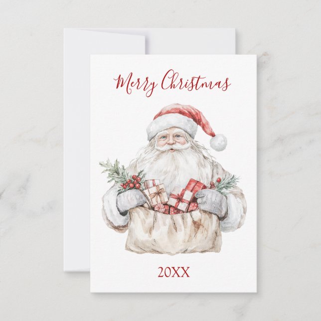 Santa with Presents Christmas Card (Front)