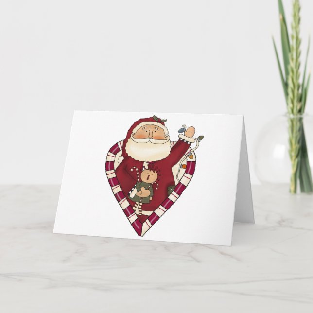 Santa With Ragdoll Tshirts and Gifts Holiday Card (Front)