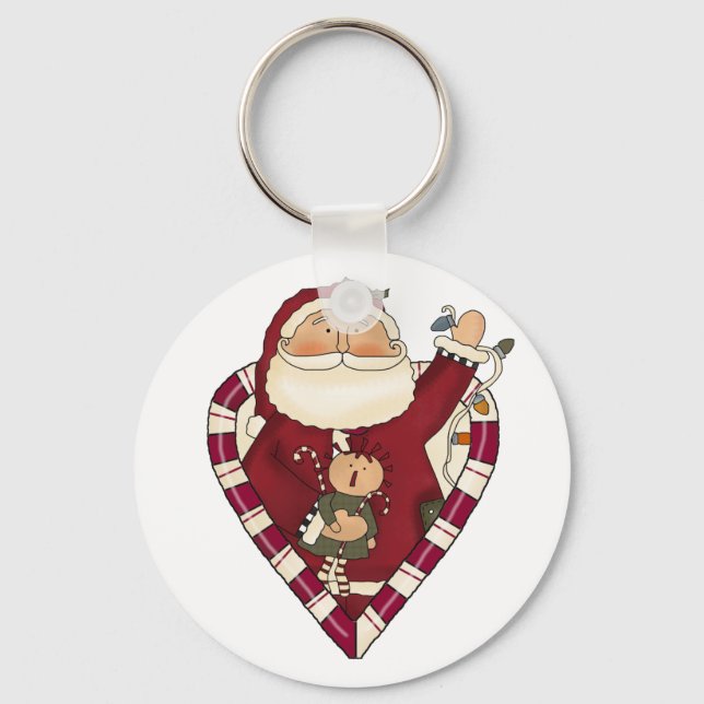 Santa With Ragdoll Tshirts and Gifts Key Ring (Front)