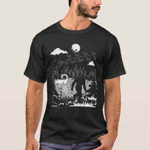 Santa with Reindeer Bigfoot Loch Ness Monster for  T-Shirt