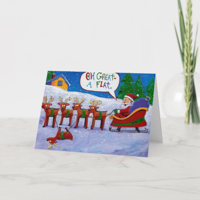 Santa with reindeer Card (Front)