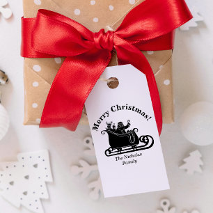 Santa With Rudolph In Sleigh Christmas Family Name Rubber Stamp