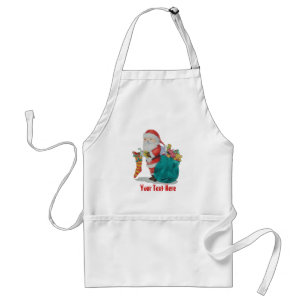 santa with sack and toys and gifts for christmas standard apron
