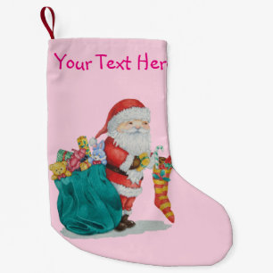 santa with sack filled with treats for christmas small christmas stocking