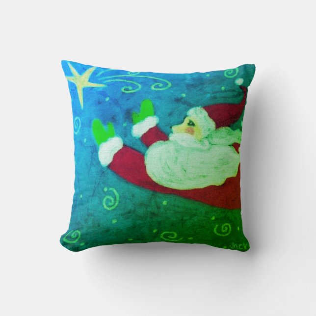 Santa with Star Abstract Christmas Art Cushion (Front)