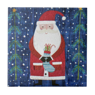 Santa with Stocking Tile