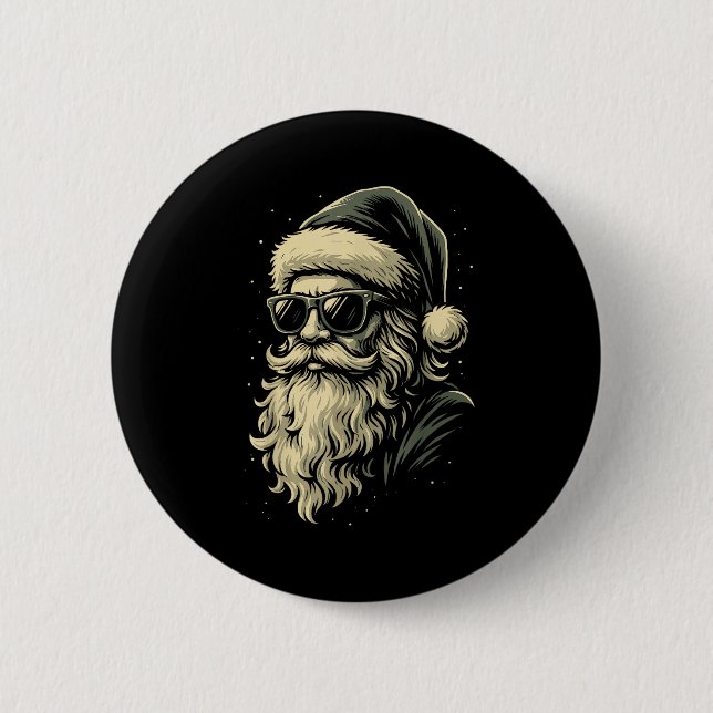 Santa With Sungles Christmas Xmas For Men Boys  6 Cm Round Badge (Front)