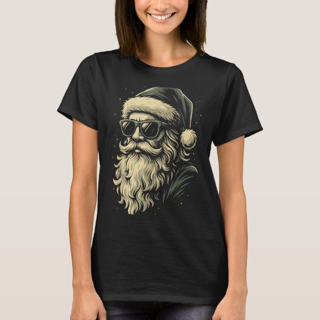 Santa With Sungles Christmas Xmas For Men Boys  T-Shirt (Front)