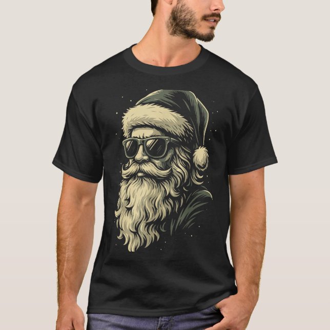 Santa With Sungles Christmas Xmas For Men Boys  T-Shirt (Front)