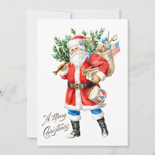 Santa with Toys and Drum Invitation (Front)