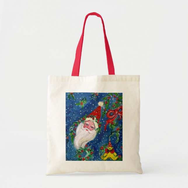SANTA WITH TOYS Christmas Night Tote Bag (Front)