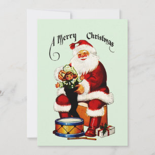 Santa With Toys Merry Christmas Holiday Card
