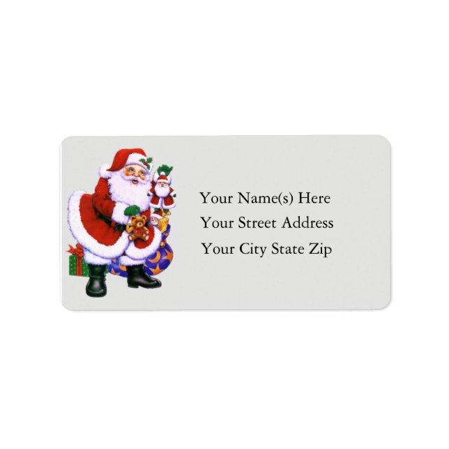 Santa With Toys Vintage Address Label (Front)