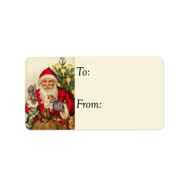 Santa With Toys Vintage Gift Tag (Front)