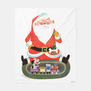 Santa with Train Fleece Blanket