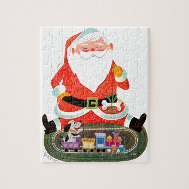 Santa with Train Jigsaw Puzzle (Vertical)