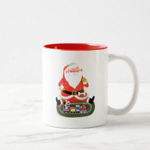 Santa with Train Two-Tone Coffee Mug