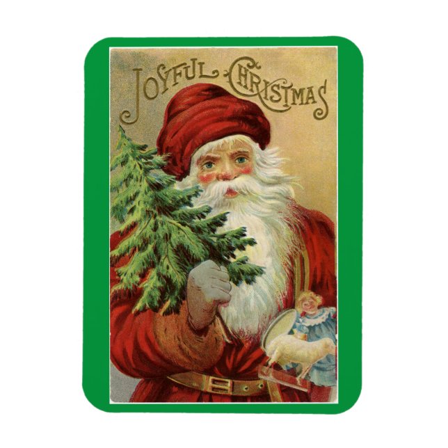 Santa With Tree Magnet (Vertical)