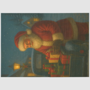 Santa With Vintage Truck Christmas Decoupage Tissue Paper