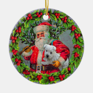 Santa with Westie Ornament