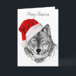 Santa Wolf Christmas Card - Blank<br><div class="desc">Merry Christmas from Northern British Columbia! - Original artwork by Kathryn Shaw</div>
