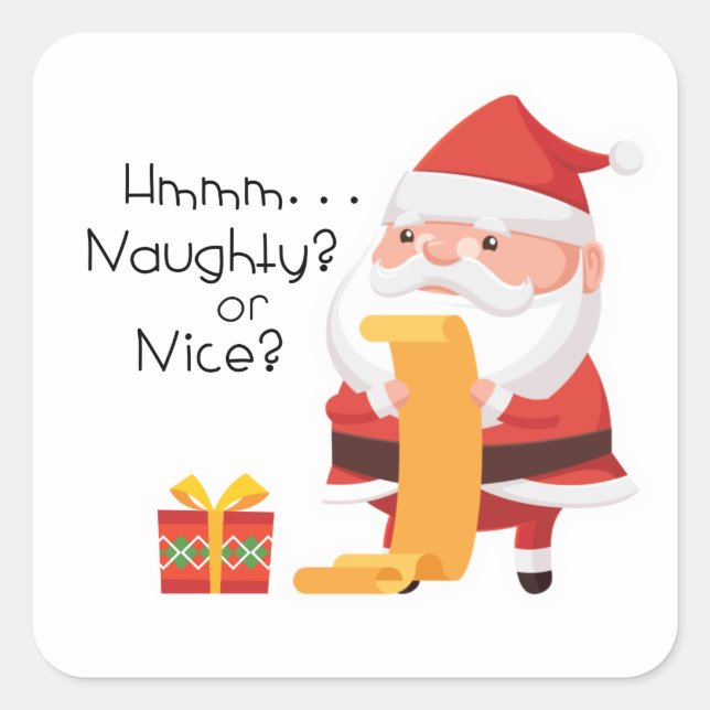 Santa Wonders Naughty or Nice?  Square Sticker (Front)