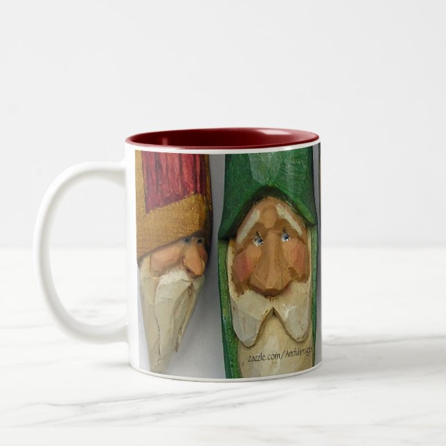 Santa Woodcarvings (No. 0701) Two-Tone Coffee Mug (Left)