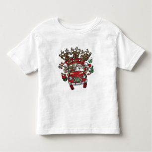 Santa Woody and His Reindeer Christmas Cartoon Toddler T-Shirt