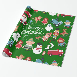 Santa Workshop Toys Elves Christmas Wrapping Paper