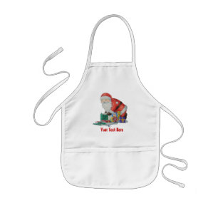 santa wrapping gifts and toys for Christmas Kids Apron