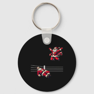 Santa Wrestling Christmas Wrestler Funny Xmas Key Ring