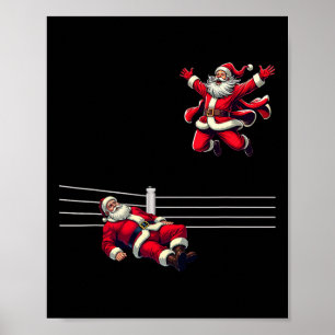 Santa Wrestling Christmas Wrestler Funny Xmas Poster