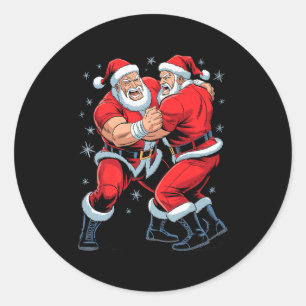 Santa Wrestling Lover Funny Wrestler Xmas Christma Classic Round Sticker