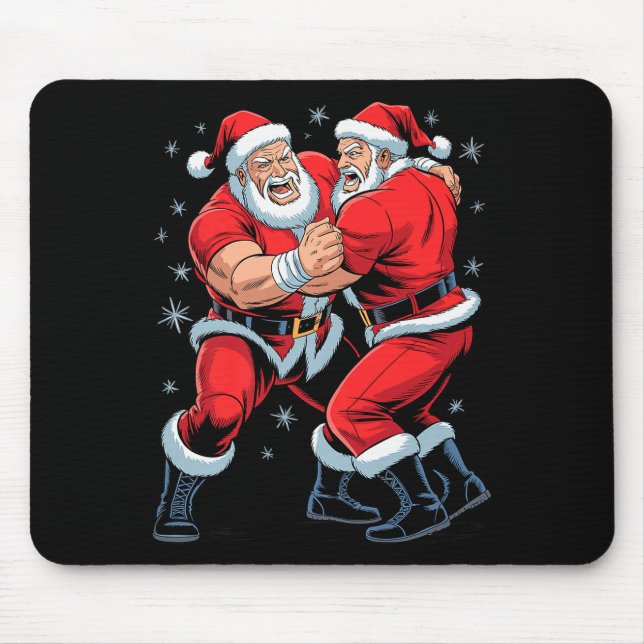 Santa Wrestling Lover Funny Wrestler Xmas Christma Mouse Mat (Front)