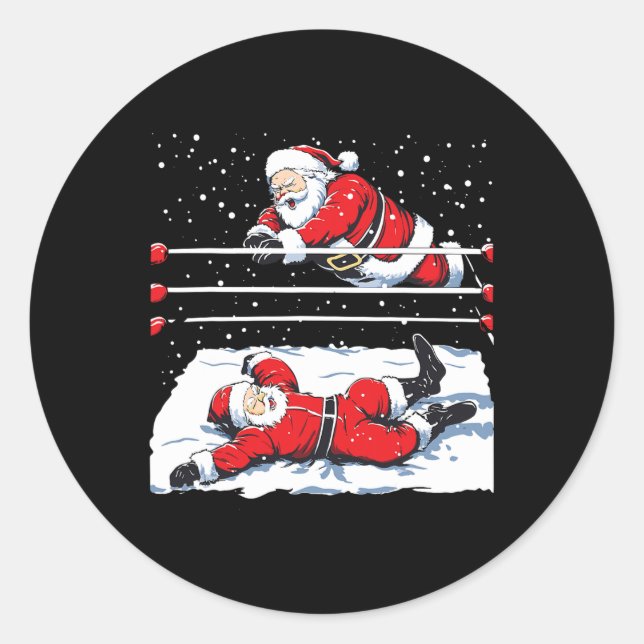 Santa Wrestling Lover Wrestler Christmas Xmas Paja Classic Round Sticker (Front)