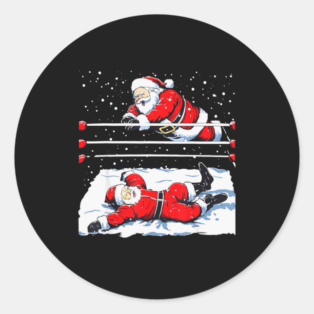 Santa Wrestling Lover Wrestler Christmas Xmas Paja Classic Round Sticker (Front)