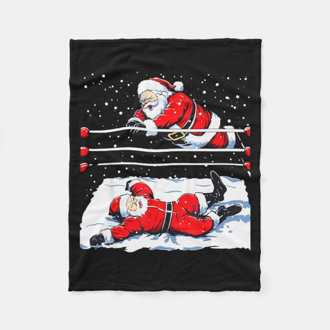 Santa Wrestling Lover Wrestler Christmas Xmas Paja Fleece Blanket (Front)