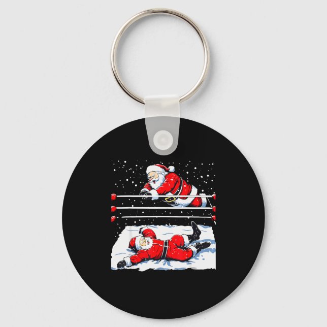 Santa Wrestling Lover Wrestler Christmas Xmas Paja Key Ring (Front)