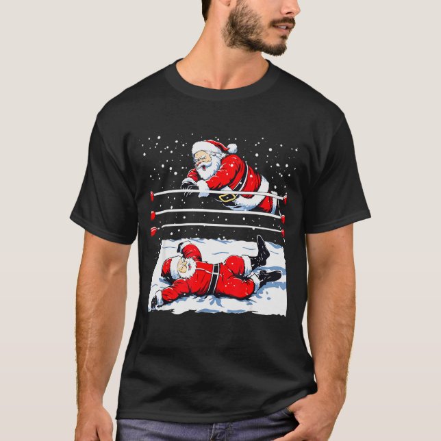 Santa Wrestling Lover Wrestler Christmas Xmas Paja T-Shirt (Front)
