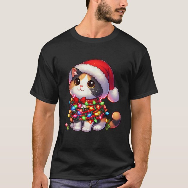 Santa Xmas Costume Calico cat For This Christmas  T-Shirt (Front)