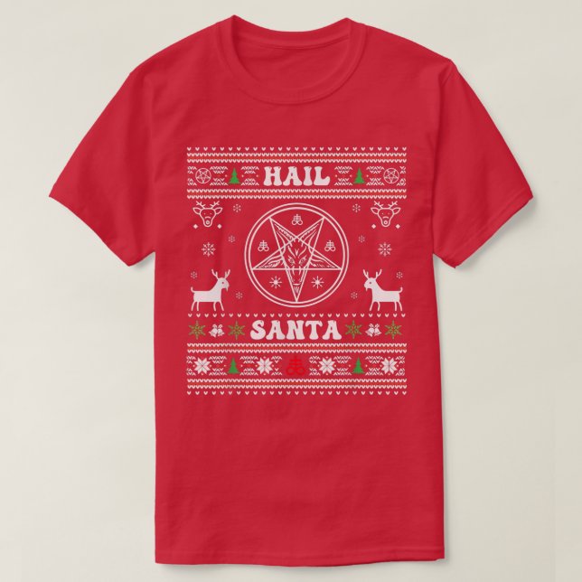 Santa Xmas Funny Hail Santa Ugly Christmas Sweater (Design Front)