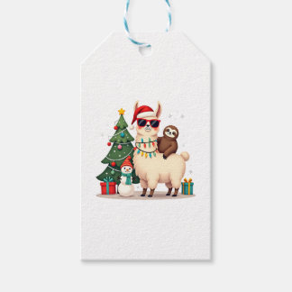 Santa Xmas Funny Llama Sloth Christmas (2) Gift Tags
