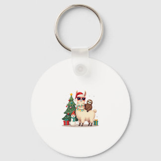 Santa Xmas Funny Llama Sloth Christmas (2) Key Ring