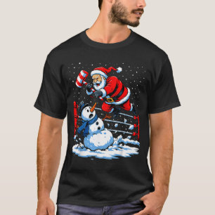Santa Xmas Snow Lights Wrestling Funny Wrestling C T-Shirt